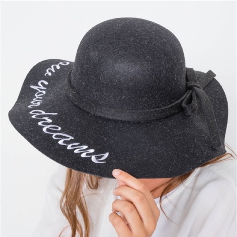 Beautiful Black Follow your Dreams Graphic  Wide Brim Hat